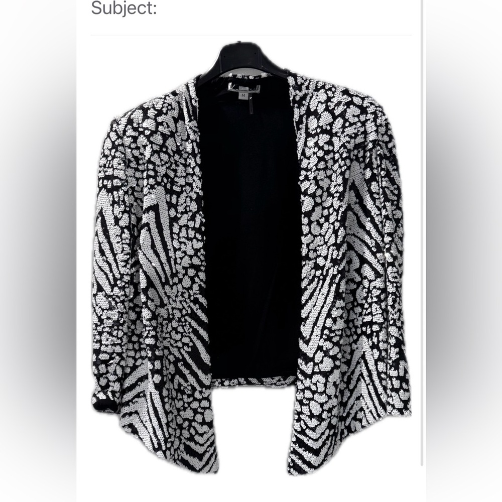 Black and White Patterned Women's Sequined Jacket
